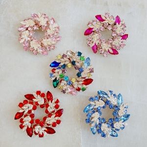3-D Rhinestone Wreaths Set of 5 Multi Color  NWT